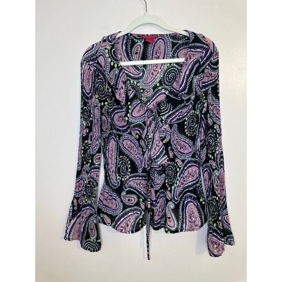 Vintage Y2K Sunny Leigh Bell Sleeve Phoebe Buffay Boho Flowy Top Size Large - Picture 1 of 7